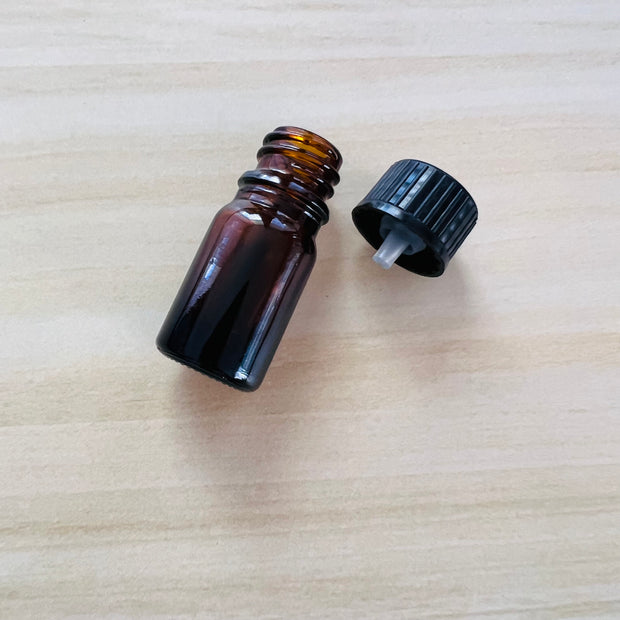 Amber Glass Bottle with lid and drip top - 5 pack